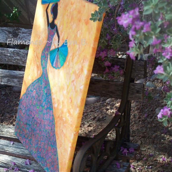 Hand Crafted Painting Of A Colorful Flamenco Dancer on Canvas 16x20 Abstract - Picture 13 of 16